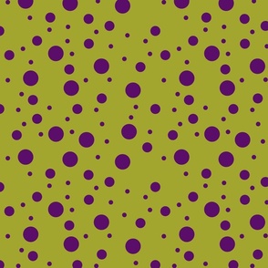 varying polkadots purple on burnt green