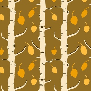 Birch Trees Aspen Monochrome Mustard // Small