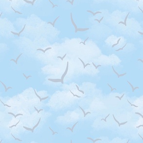 Fly away birds with clouds