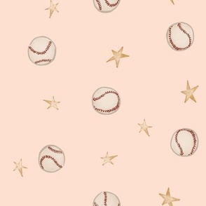 vintage baseball and stars - blush