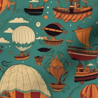 kandinsky steampunk airships and balloons