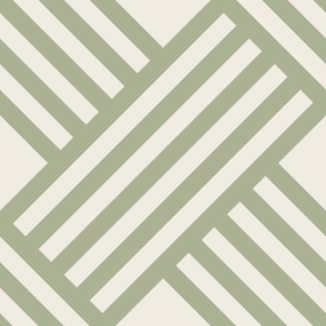 JUMBO // clean weave - creamy white_ light sage green - diagonal geometric - 24 inch repeat
