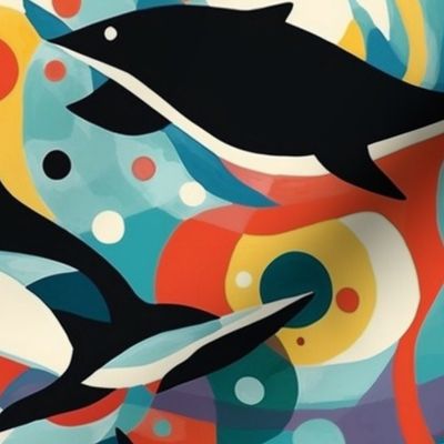 kandinsky whales in the sea