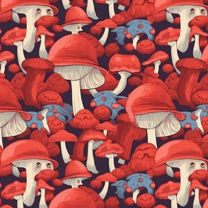 magritte  red mushrooms