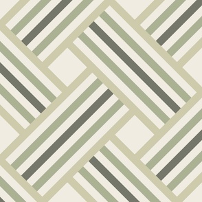 large scale // clean weave - creamy white_ light sage green_ limed ash thistle green - diagonal geometric - 12 Inch repeat