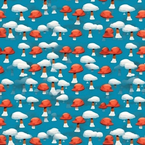 magritte  mushrooms in copper and white
