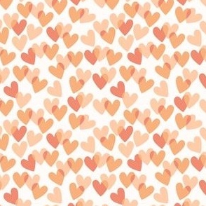 Valentine love hearts in red, orange and peach on cream - MEDIUM SCALE
