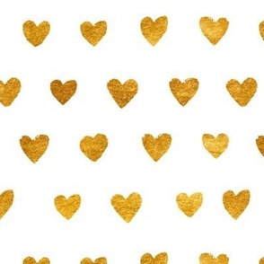 Gold leaf love hearts Valentine's Day and Christmas on festive crisp white