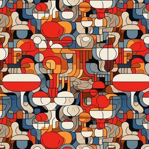 geometric mondrian mushrooms abstract