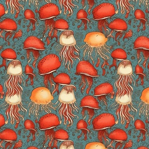 Jellyfish mushrooms in red