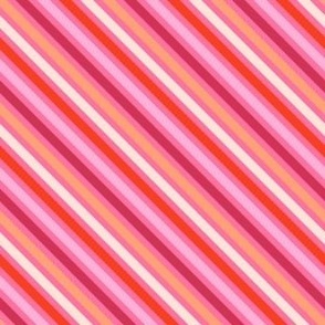 Valentine's stripe diagonal stripes in pink, red, cerise, red and cream