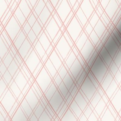 Vintage argyle diamond stripes in pale pastel blush pink and cream