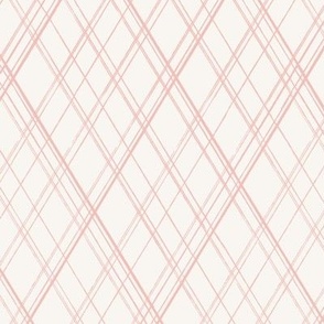 Vintage argyle diamond stripes in pale pastel blush pink and cream