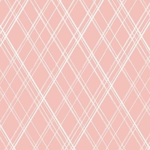 Vintage argyle diamond stripes in pale pastel blush pink and cream