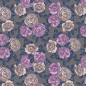 TRICIA PAINTED ROSE FLORAL- GREY SML