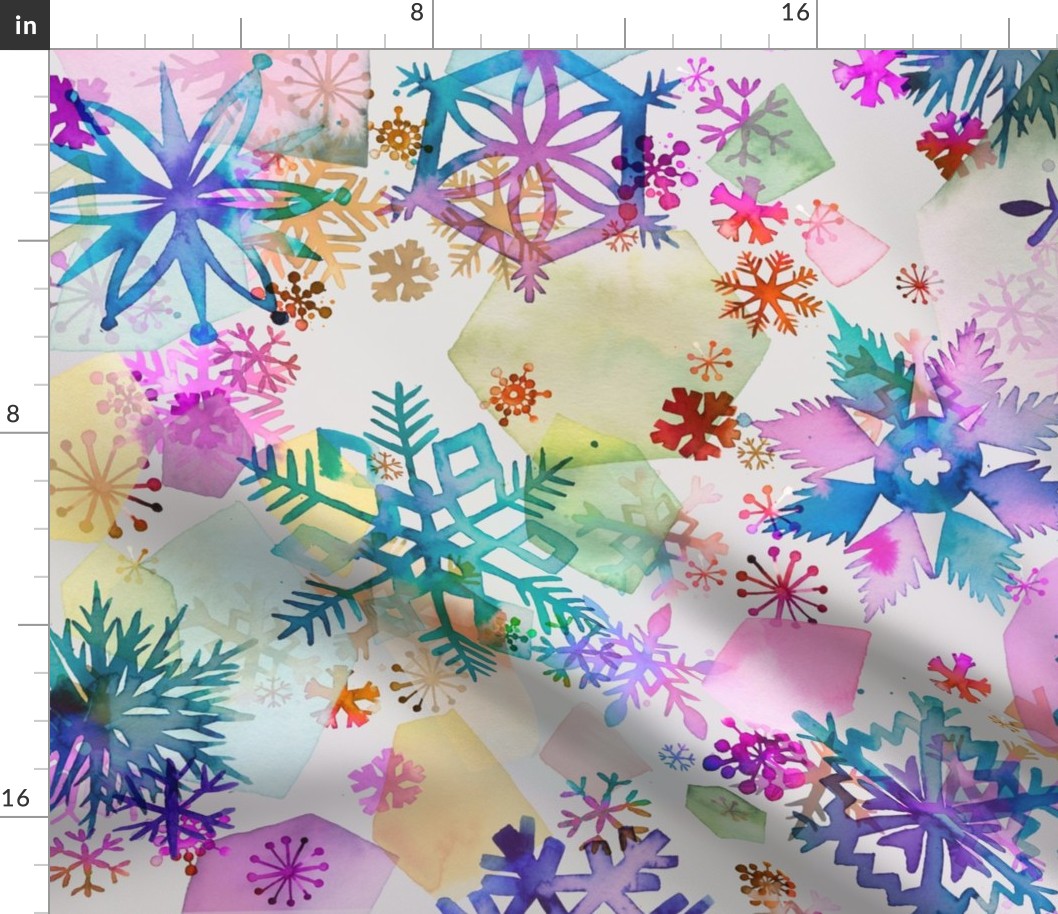 Winter Snowflakes stars Multicolor Polartek Fleece Jumbo Large