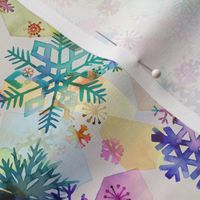 Winter Snow crystal stars Multicolor Polartek Fleece Small