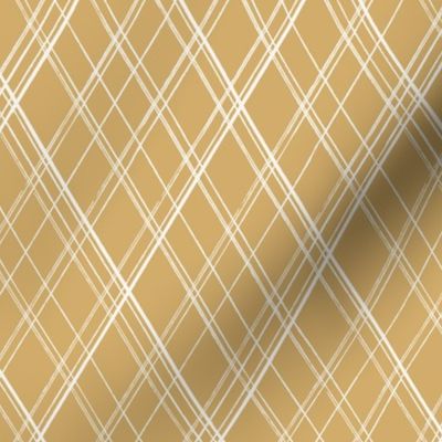 Vintage argyle diamond stripes in mustard ochre yellow and cream