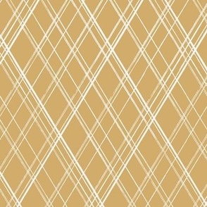 Vintage argyle diamond stripes in mustard ochre yellow and cream