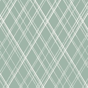 Vintage argyle diamond stripes in muted green and cream