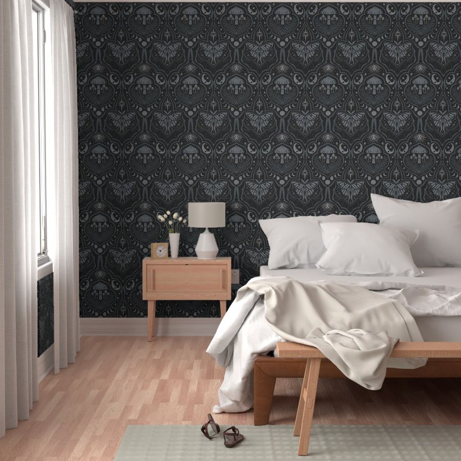 Gothic Nature Damask - large - cool gray 