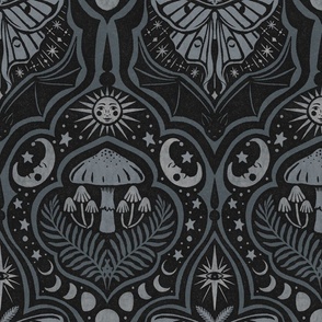 Gothic Nature Damask - large - cool gray 