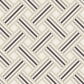 medium scale // clean weave - bone beige_ cloudy silver_ creamy white_ purple brown -  diagonal geometric - 6 inch repeat