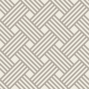 medium scale // clean weave - cloudy silver taupe_ creamy white - diagonal geometric - 6 inch repeat