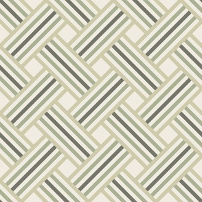 medium scale // clean weave - creamy white_ light sage green_ limed ash thistle green - diagonal geometric - 6 inch repeat