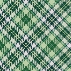 All Greens White Boxes Plaid 45 degree angle