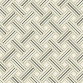 small scale // clean weave - creamy white_ light sage green_ limed ash thistle green - diagonal geometric - 4 inch repeat