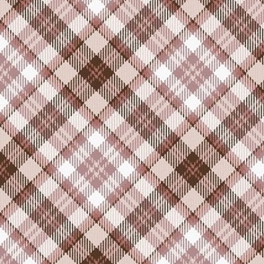 Brownish Pink White Boxes Plaid 45 degree angle