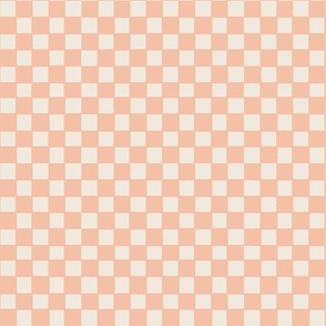 Hand Drawn Checkered-Orange Sherbet, Pastel Orange Checker,  Hand Drawn Orange Checkered, Checks, Checkerboard, Checker Design, Geometric, Contemporary, Peach Orange, Classic Checkerboard, Pastel Orange Square Grid