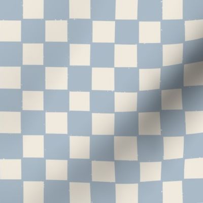 Hand Drawn Checkered-Sky Blue, Blue Blender, Muted Blue Checker,  Hand Drawn Blue Checkered, Checks, Checkerboard, Checker Design, Geometric, Contemporary, Dusty Blue, Classic Checkerboard, Blue Square Grid
