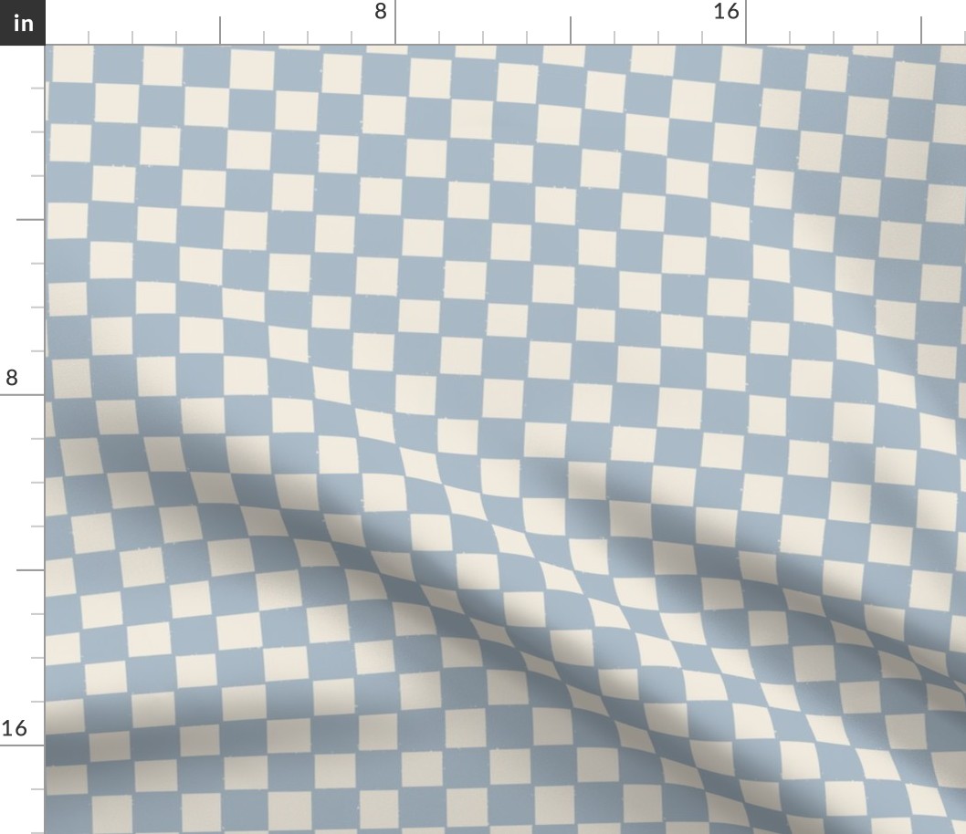 Hand Drawn Checkered-Sky Blue, Blue Blender, Muted Blue Checker,  Hand Drawn Blue Checkered, Checks, Checkerboard, Checker Design, Geometric, Contemporary, Dusty Blue, Classic Checkerboard, Blue Square Grid
