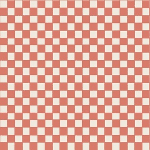 Hand Drawn Checkered-Coral, Dark Pink,  Hand Drawn Coral Checkered, Checks, Checkerboard, Checker Design, Geometric, Contemporary, Pink Coral, Classic Checkerboard, Coral Square Grid