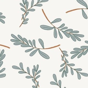 Hand Drawn Green Leaves, Sage Green, Gray Green, Brown Copper and Green, Winter Foliage, Spring Foliage, Late Winter, Early Spring, Nature Inspired, Botanical Leaf, Organic Leaf, Earthy Colors
