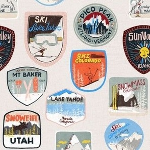 vintage ski patches_Cream_Mini
