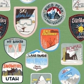 vintage ski patches_Green_Mini