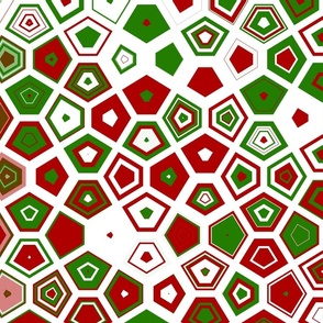 Groovy Midcentury Modern Geometric Boho Funky Bold Red and Green Christmas Cairo Tile Pattern Abstract Digital Art