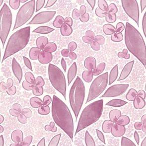 Pink Hydrangea - Warm Off White - Large