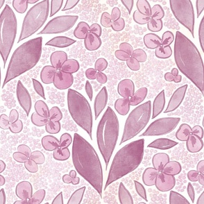 Pink Hydrangea - White Background - Large
