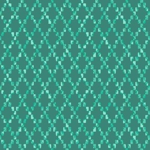 399 - Small scale watercolour viridian green organic wonky irregular criss-cross lattice for home decor, wallpaper, feminine duvet covers, modern table linen