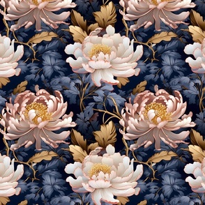 Ethereal Night Blossoms: A Luxurious Wallpaper Design