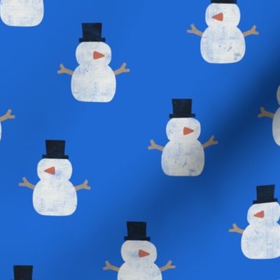 cute simple snowmen - bright blue - winter wonderland - LAD23