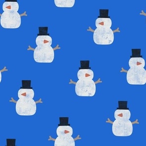 cute simple snowmen - bright blue - winter wonderland - LAD23
