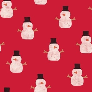 cute simple snowmen - red - winter wonderland - LAD23