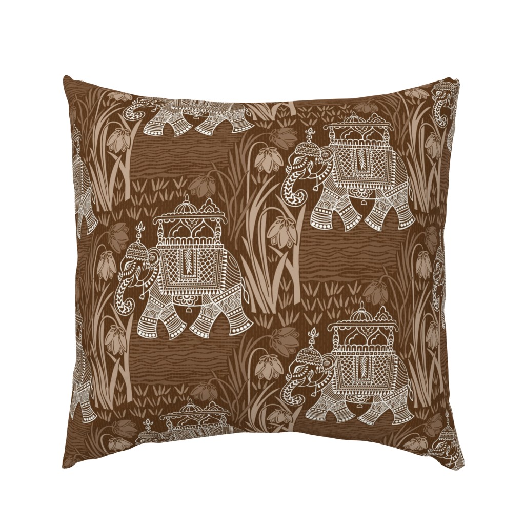 Indian blockprint/Bagru/traditional/brown/monochromatic/elephants