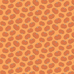 Funky retro bone orange Halloween pumpkins on tangerine small