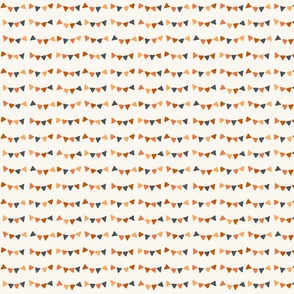 Halloween autumn bunting retro party scalloped triangles orange on cream small